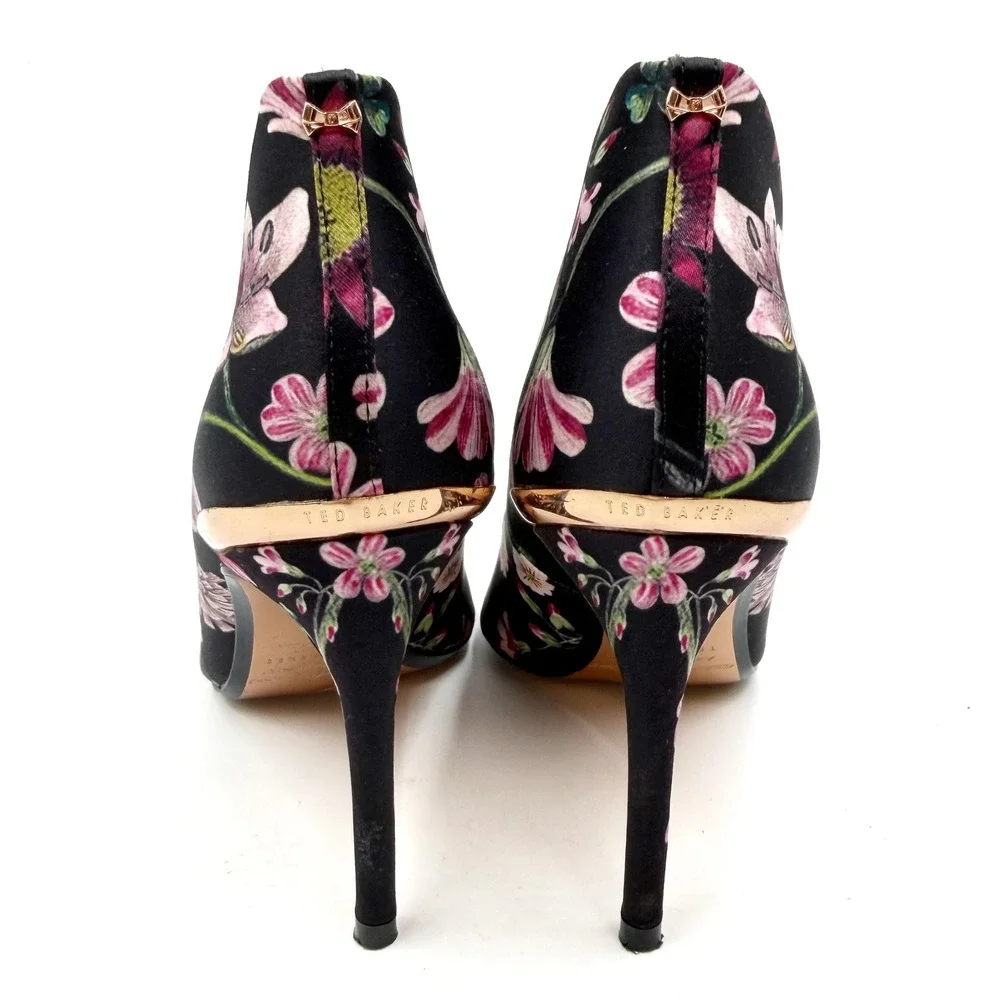 Ted Baker Neevo 3 Pumps Black Floral Pointed Toe Heels Womens 38 / 7.5 - Picture 4 of 8